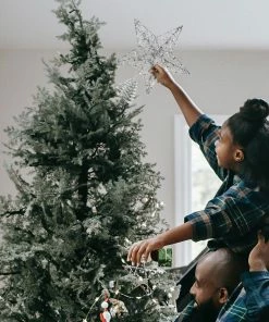 Joiedomi Christmas Tree Toppers, Glitter Silver Star Tree Topper Lighted With Warm White LED Lights 27 Joiedomi Christmas Tree Toppers, Glitter Silver Star Tree Topper Lighted With Warm White LED Lights