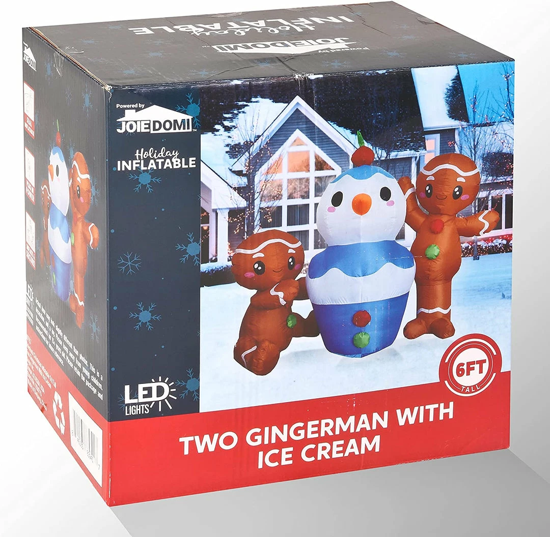 Joiedomi 6ft Two Gingerman With Ice Cream Inflatable Inflatables 4 Joiedomi 6ft Two Gingerman With Ice Cream Inflatable Inflatables