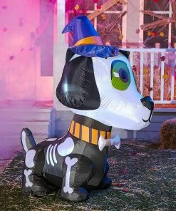 Joiedomi 5ft Witch Hat Skeleton Dog Inflatables