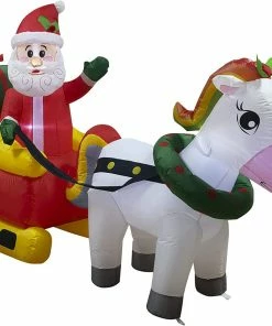 Joiedomi Inflatables 6ft Long Christmas Inflatable Unicorn-Drawn Sleigh