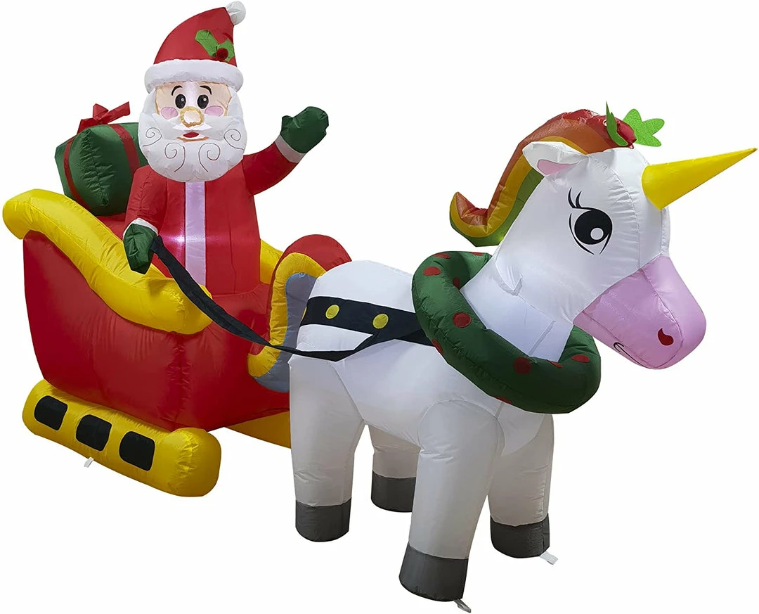 Joiedomi Inflatables 6ft Long Christmas Inflatable Unicorn-Drawn Sleigh 1 Joiedomi Inflatables 6ft Long Christmas Inflatable Unicorn-Drawn Sleigh