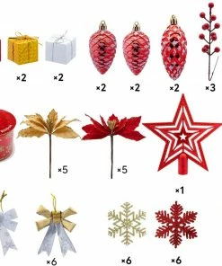 Joiedomi Assorted Ornaments Set With Bow And Ball, 130 Pcs All Holiday Decor