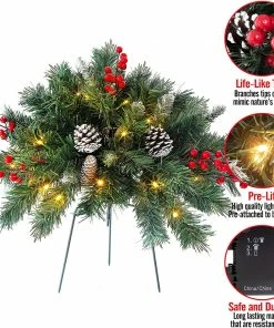 Joiedomi Frosted Urn Filler With Cones & Red Berries 8 Joiedomi Frosted Urn Filler With Cones & Red Berries