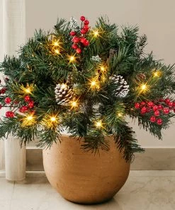 Joiedomi Frosted Urn Filler With Cones & Red Berries