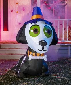 Joiedomi 5ft Witch Hat Skeleton Dog Inflatables
