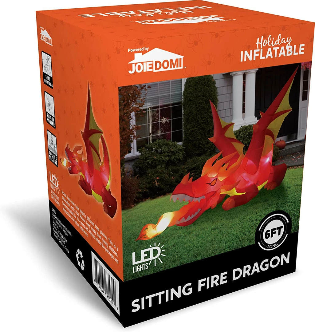 Joiedomi 6ft Inflatable Sitting Fire Dragon Inflatables 4 Joiedomi 6ft Inflatable Sitting Fire Dragon Inflatables