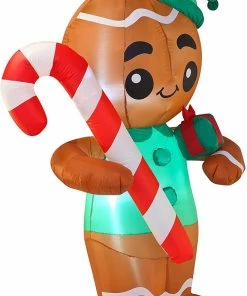 Joiedomi 6ft Christmas Inflatable Gingerman Holding Candy Cane Inflatables