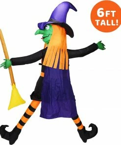 Joiedomi 6ft Inflatable Crashing Witch Inflatables