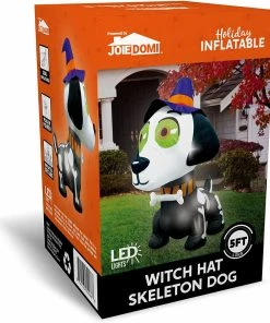 Joiedomi 5ft Witch Hat Skeleton Dog Inflatables