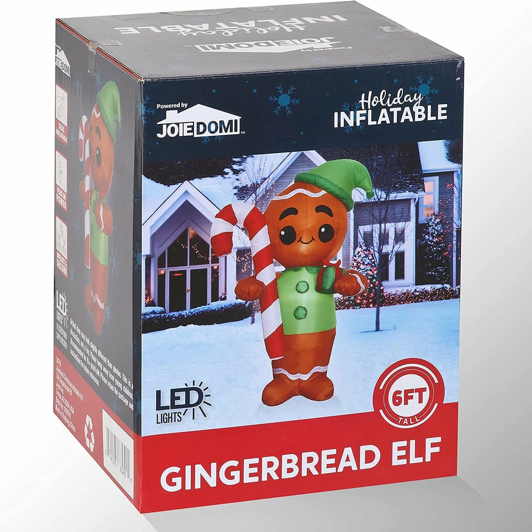 Joiedomi 6ft Christmas Inflatable Gingerman Holding Candy Cane Inflatables 4 Joiedomi 6ft Christmas Inflatable Gingerman Holding Candy Cane Inflatables
