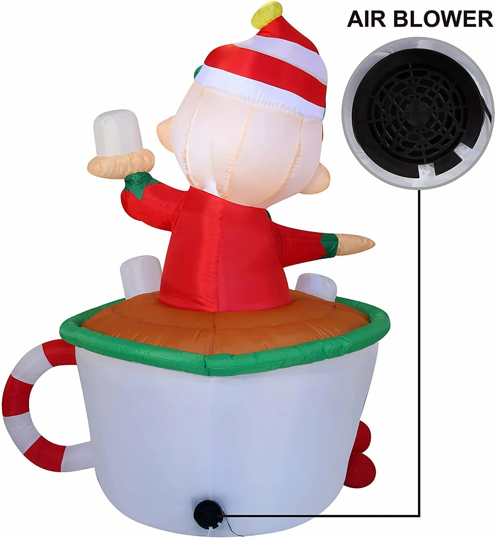 Joiedomi 6ft Inflatable Elf In Mug Inflatables 4 Joiedomi 6ft Inflatable Elf In Mug Inflatables