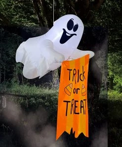 Joiedomi Inflatables 5ft Halloween Hanging Ghost With Trick Or Treat Flag