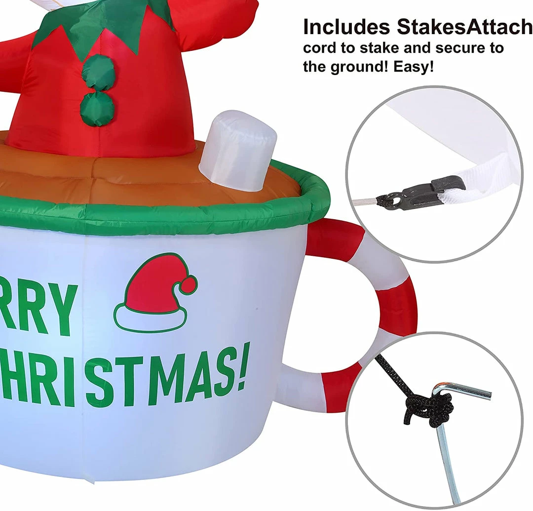 Joiedomi 6ft Inflatable Elf In Mug Inflatables 5 Joiedomi 6ft Inflatable Elf In Mug Inflatables