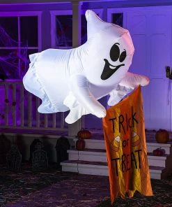 Joiedomi Inflatables 5ft Halloween Hanging Ghost With Trick Or Treat Flag