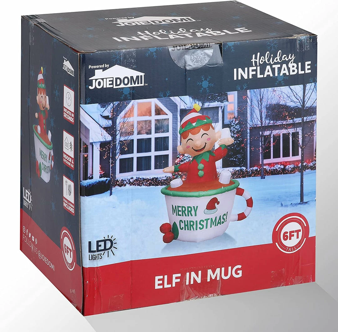 Joiedomi 6ft Inflatable Elf In Mug Inflatables 7 Joiedomi 6ft Inflatable Elf In Mug Inflatables