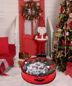 Joiedomi 2 Pack Christmas Wreath Green Storage Bag With Clear Window