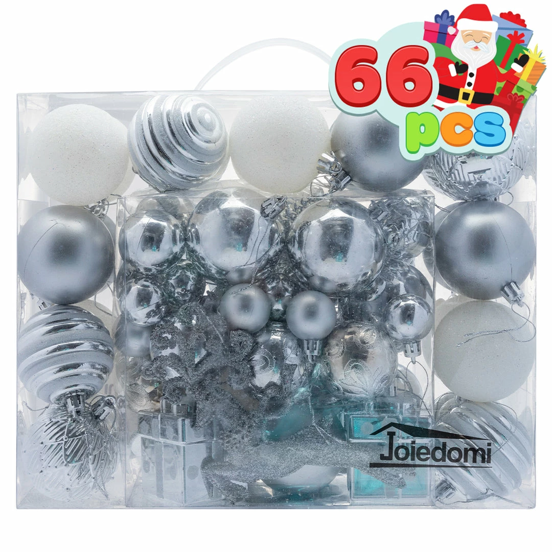 Joiedomi All Holiday Decor 66 Pcs Christmas Assorted Ornaments Silver & White 5 Joiedomi All Holiday Decor 66 Pcs Christmas Assorted Ornaments Silver & White