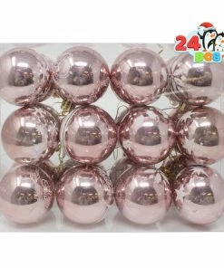 Joiedomi All Holiday Decor 60mm/2.36" Rose Gold Christmas Ornament With Glittering Painting 24Pcs
