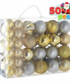 Joiedomi 50 Pcs Gold & Silver Christmas Ornaments