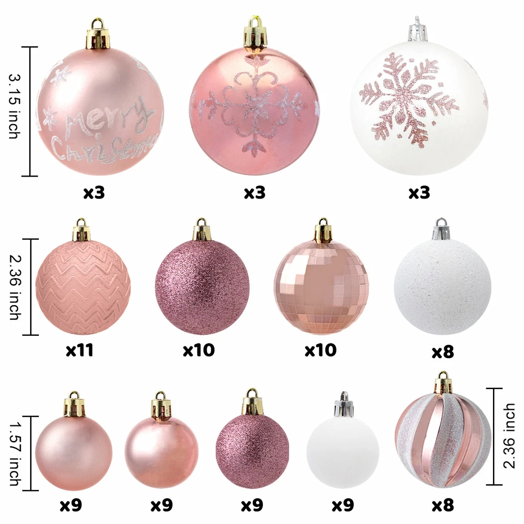 Joiedomi 112 Pcs Rosegold & White Christmas Assorted Ornaments With A Star Tree Topper All Holiday Decor 4 Joiedomi 112 Pcs Rosegold & White Christmas Assorted Ornaments With A Star Tree Topper All Holiday Decor