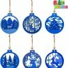 Joiedomi Blue Wooden Ornaments, 6 Pcs