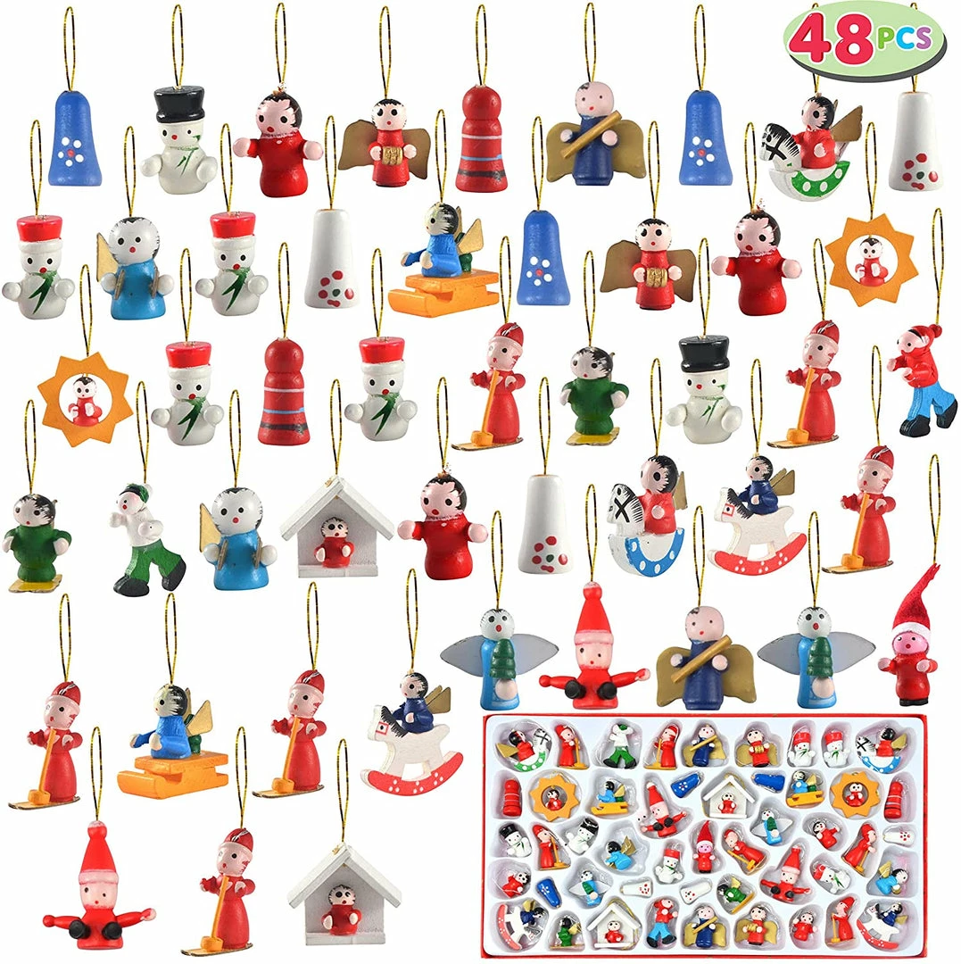 Joiedomi Wooden Mini Christmas Ornaments, 48 Pcs All Holiday Decor 1 Joiedomi Wooden Mini Christmas Ornaments, 48 Pcs All Holiday Decor