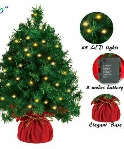 Joiedomi 20¡± Tabletop Mini Christmas Tree Prelit With 45 Clear LED Lights(8 Light Modes)