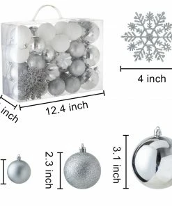 Joiedomi All Holiday Decor 50 Pcs Christmas Ornaments Silver & White