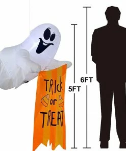 Joiedomi Inflatables 5ft Halloween Hanging Ghost With Trick Or Treat Flag
