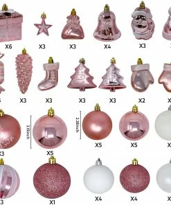 Joiedomi 81 Pcs Assorted Shape Christmas Ornaments (Rosegold&White)