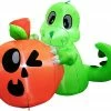 Joiedomi 5ft Halloween Dinosaur Sitting On Pumpkin Inflatable
