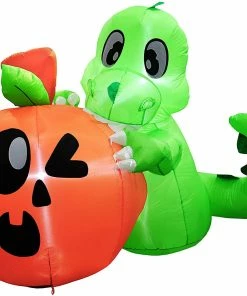 Joiedomi 5ft Halloween Dinosaur Sitting On Pumpkin Inflatable