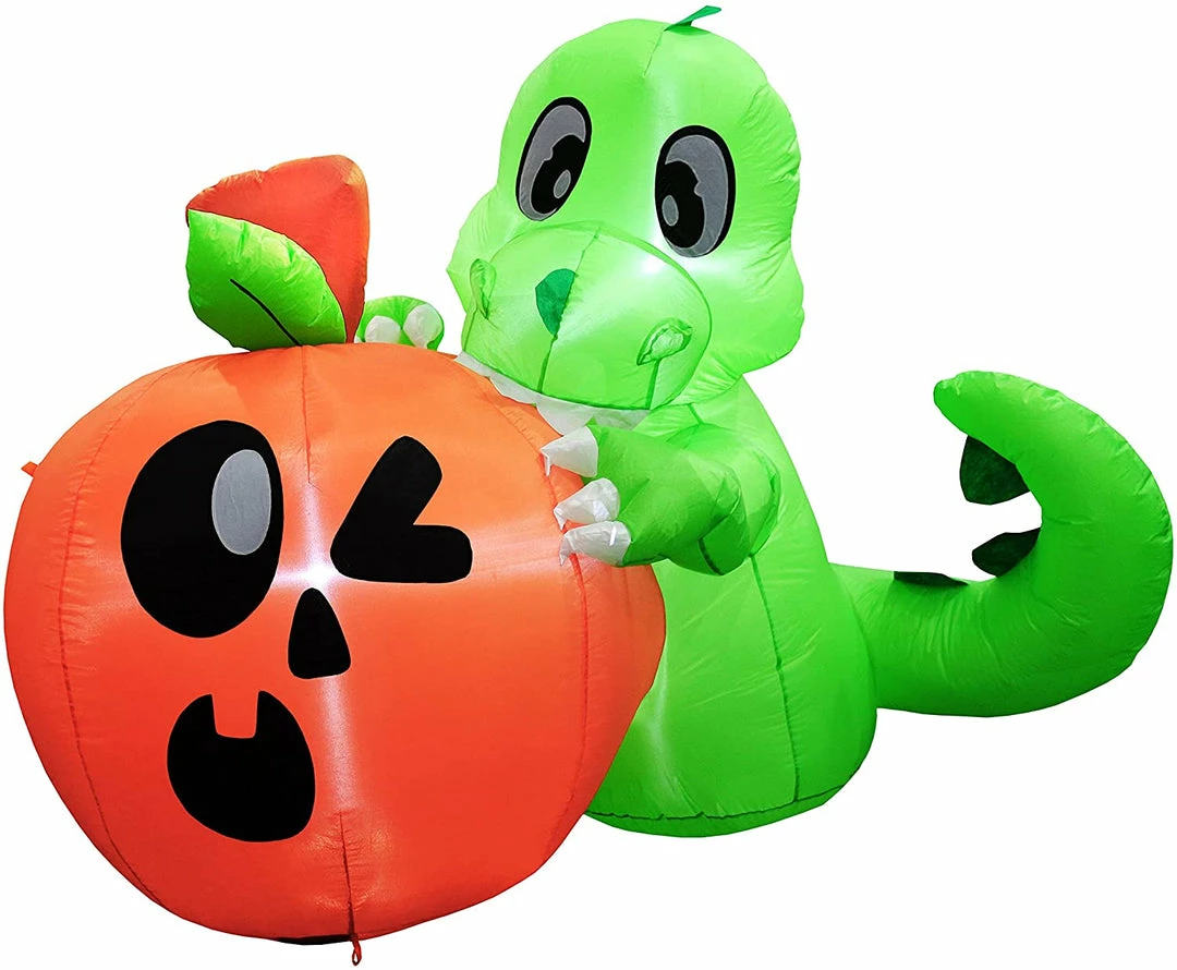 Joiedomi 5ft Halloween Dinosaur Sitting On Pumpkin Inflatable 1 Joiedomi 5ft Halloween Dinosaur Sitting On Pumpkin Inflatable