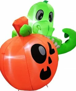 Joiedomi 5ft Halloween Dinosaur Sitting On Pumpkin Inflatable