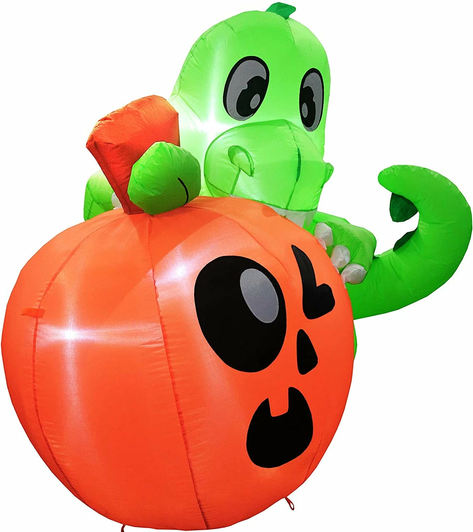 Joiedomi 5ft Halloween Dinosaur Sitting On Pumpkin Inflatable 2 Joiedomi 5ft Halloween Dinosaur Sitting On Pumpkin Inflatable