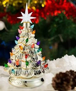 Joiedomi All Holiday Decor 12" Gold Ceramic Christmas Tree