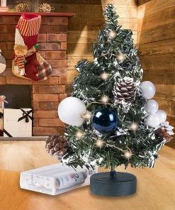 Joiedomi All Holiday Decor Prelit Tabletop Christmas Tree With Pine Cones And Ornaments