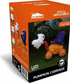 Joiedomi 5ft Halloween Pumpkin Carriage With Witch Hat & Hanging Ghost
