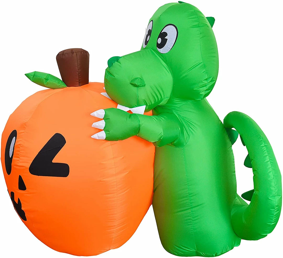 Joiedomi 5ft Halloween Dinosaur Sitting On Pumpkin Inflatable 3 Joiedomi 5ft Halloween Dinosaur Sitting On Pumpkin Inflatable