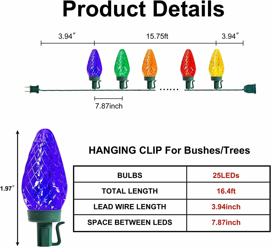 Joiedomi 16.4FT 25 Count Christmas Multicolor String Lights 3 Joiedomi 16.4FT 25 Count Christmas Multicolor String Lights