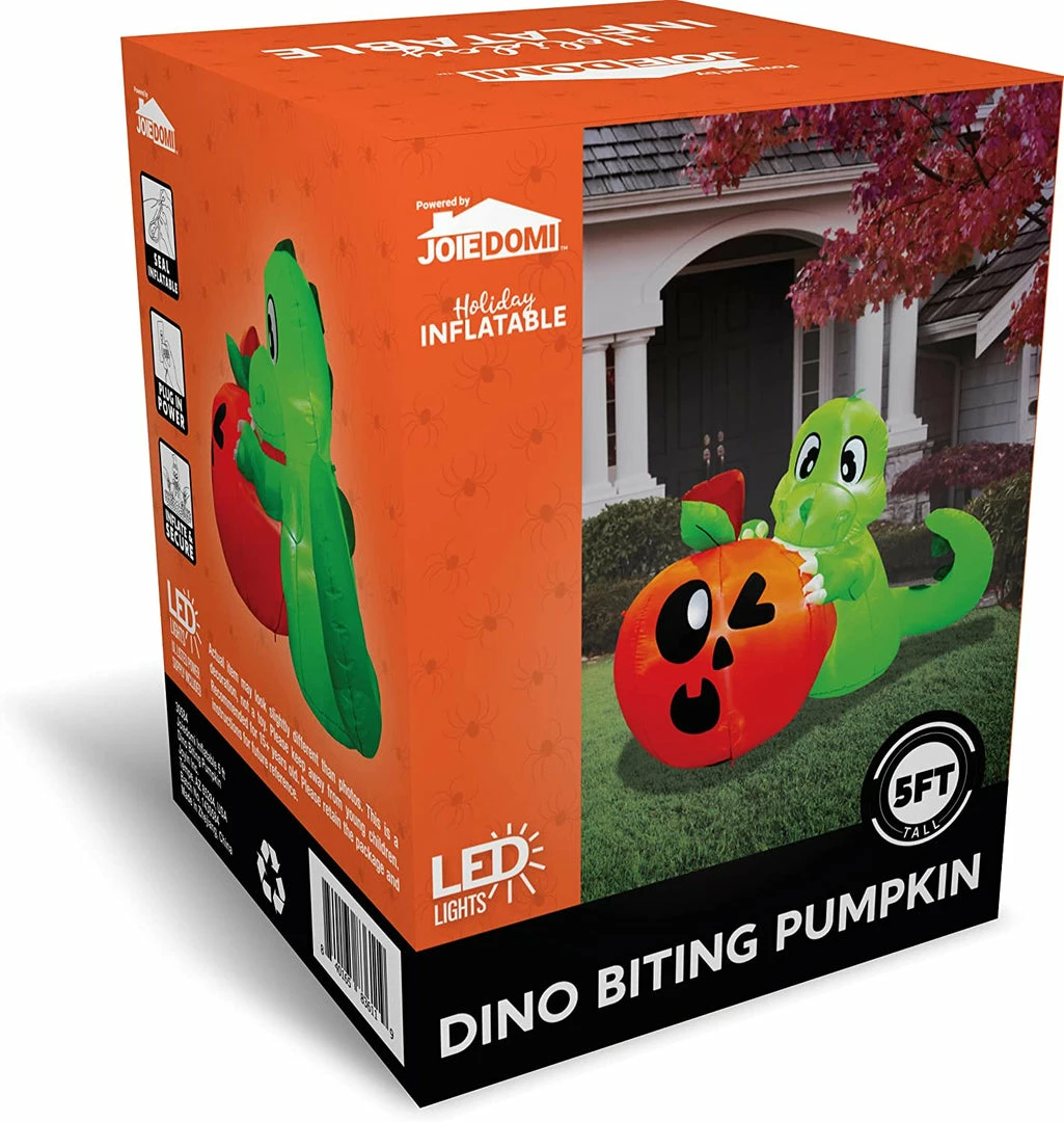Joiedomi 5ft Halloween Dinosaur Sitting On Pumpkin Inflatable 4 Joiedomi 5ft Halloween Dinosaur Sitting On Pumpkin Inflatable