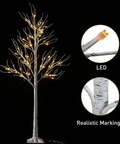 Joiedomi 6ft White Birch Tree Decoration With 96 LED Lights, 2Pcs All Holiday Decor 8 Joiedomi 6ft White Birch Tree Decoration With 96 LED Lights, 2Pcs All Holiday Decor