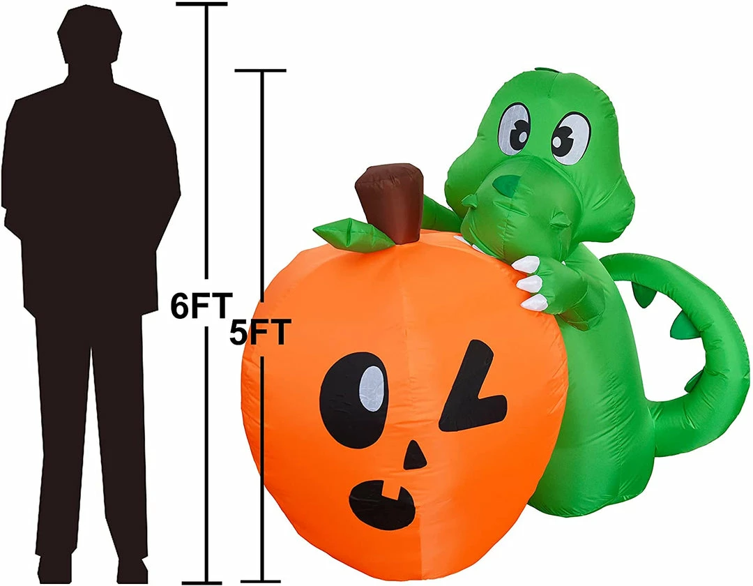Joiedomi 5ft Halloween Dinosaur Sitting On Pumpkin Inflatable 5 Joiedomi 5ft Halloween Dinosaur Sitting On Pumpkin Inflatable