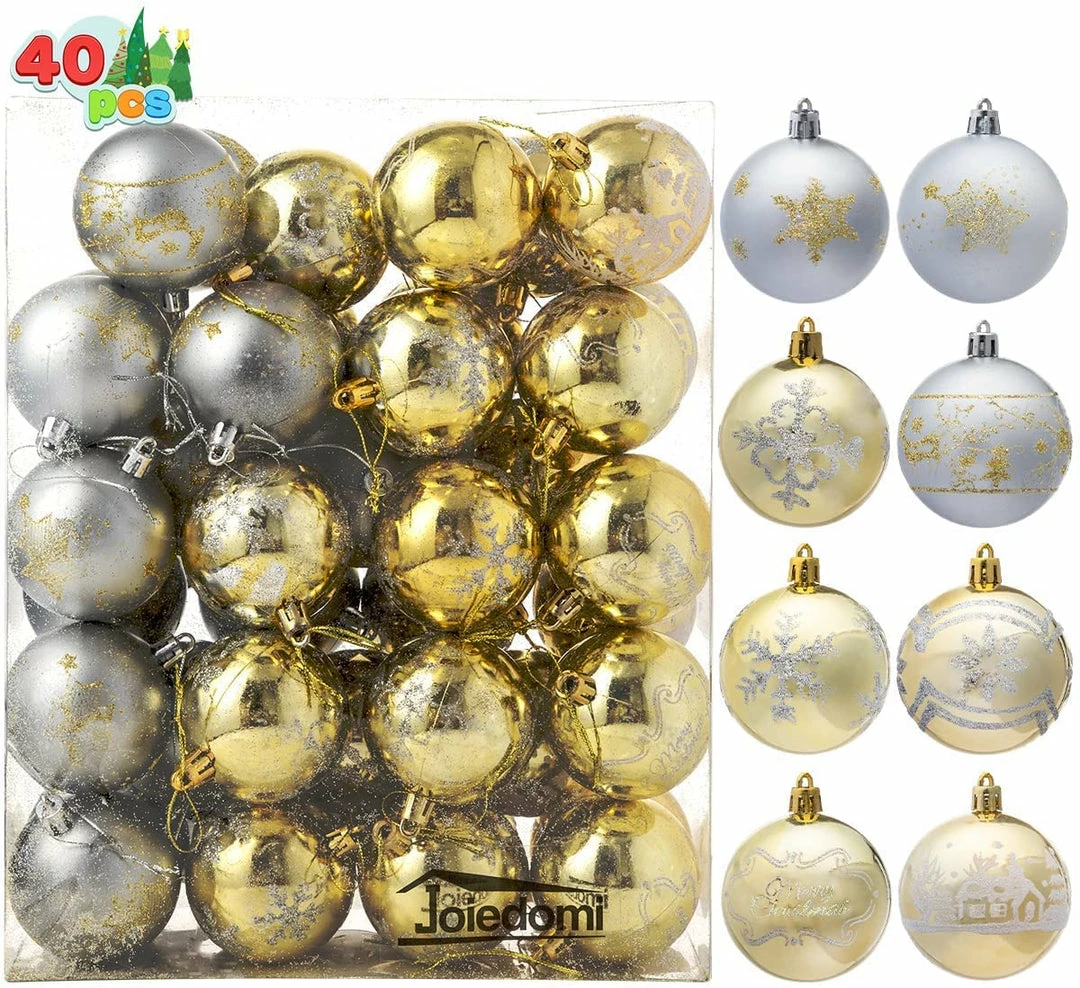 Joiedomi Christmas Ornaments Ball (Gold & Silver), 40 Pcs 1 Joiedomi Christmas Ornaments Ball (Gold & Silver), 40 Pcs