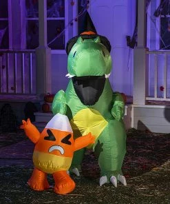Joiedomi 6ft Halloween Inflatable Dinosaur Catching Candy Corn