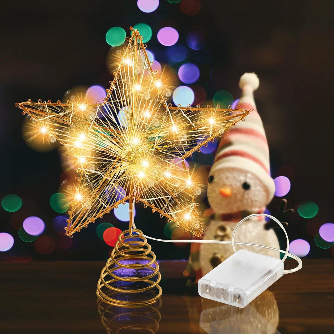 Joiedomi Christmas Tree Toppers, Gold Star Tree Topper Lighted With Warm White LED Lights 1 Joiedomi Christmas Tree Toppers, Gold Star Tree Topper Lighted With Warm White LED Lights