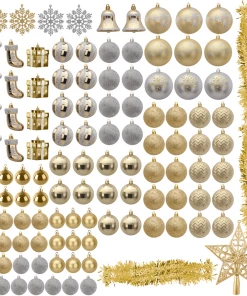 Joiedomi 112 Pcs Gold & Silver Christmas Assorted Ornaments With A Star Tree Topper 7 Joiedomi 112 Pcs Gold & Silver Christmas Assorted Ornaments With A Star Tree Topper