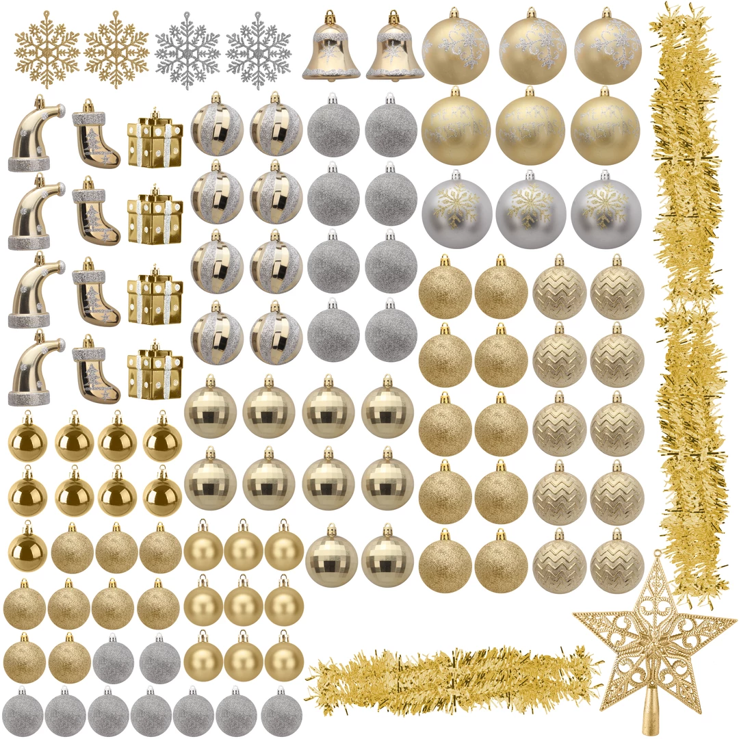 Joiedomi 112 Pcs Gold & Silver Christmas Assorted Ornaments With A Star Tree Topper 3 Joiedomi 112 Pcs Gold & Silver Christmas Assorted Ornaments With A Star Tree Topper