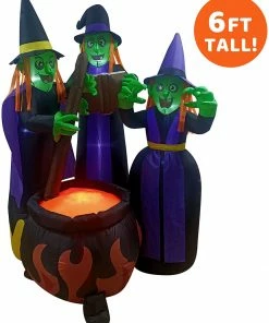 Joiedomi 6ft Halloween Three Witch Around Cauldron Inflatable Inflatables