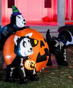 Joiedomi 6ft Halloween Skeleton Dog With Pumpkin Set